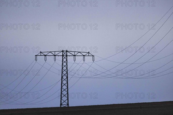 Electricity pylons photographed in Schoenau-Berzdorf