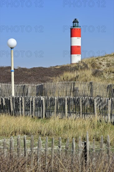 The red and white Berck lighthouse at Berck-sur-Mer