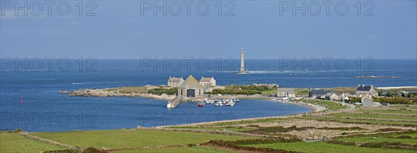 Lighthouse and lifeboat station in the Goury port near Auderville at the Cap de La Hague