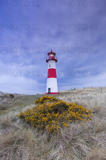 Red and white striped lighthouse List East