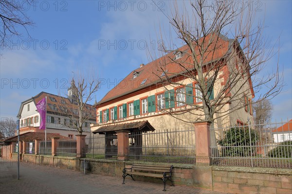 Protestant parish hall with wine press and Palatinate Castle