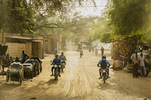 Mopeds on a street