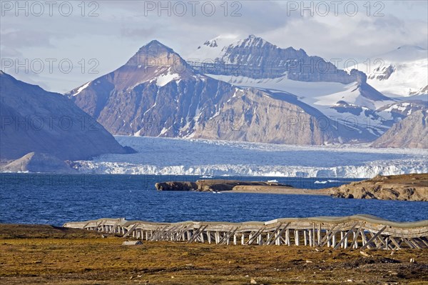 Overground water pipe transporting drinking water to Ny-Alesund