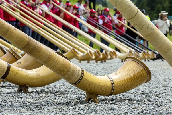 Alphorn concert at the Seealpsee mountain lake