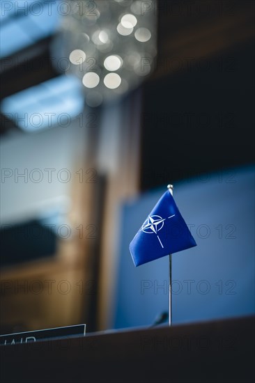 NATO flag at the Informal Meeting of NATO Foreign Ministers in Berlin on 15.05.2022.