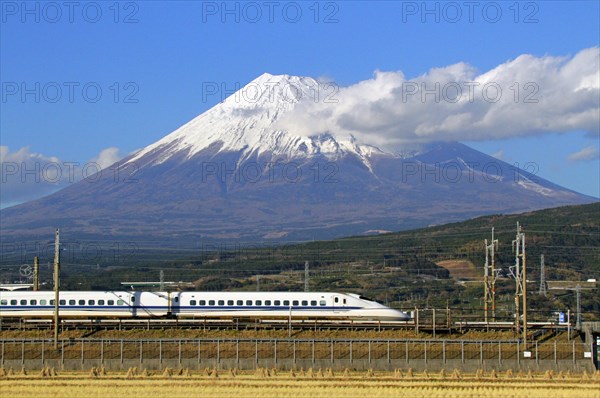 Mount Fuji and Tokaido Shinkansen Shizuoka Japan Asia