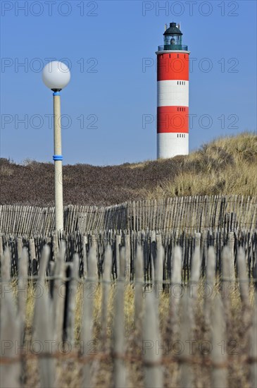 The red and white Berck lighthouse at Berck-sur-Mer