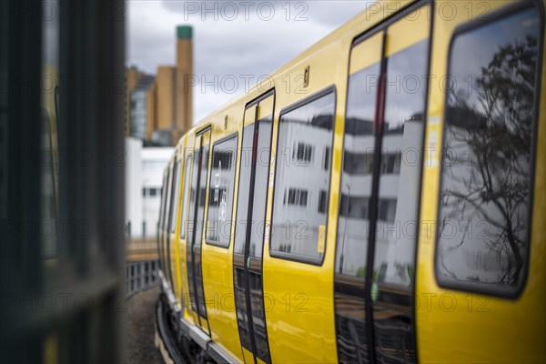 An underground train leaves the Gleisdreick underground station. Berlin