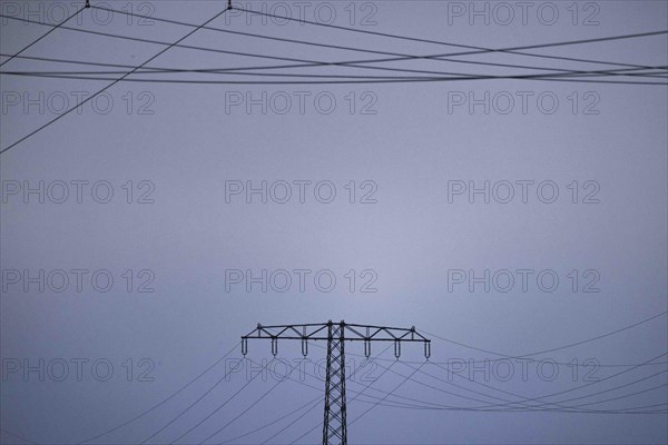 Electricity pylons photographed in Schoenau-Berzdorf