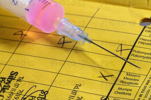 Vaccination certificate with syringe