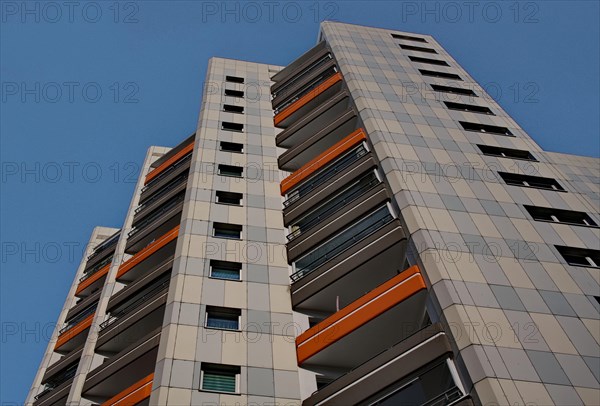 High-rise residential building with loggias