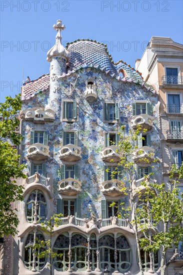 Artistic facade of Casa Batllo by Antoni Gaudi