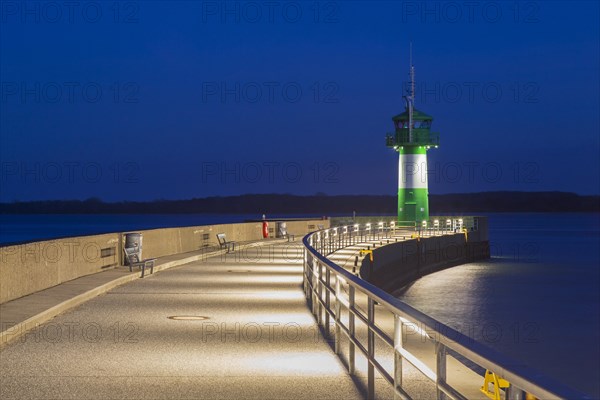 White and green lighthouse Travemuende Nordmole