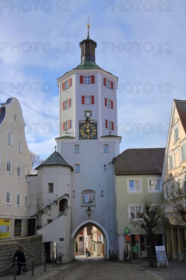 Lower gate and gate tower built 14th century and landmark in Guenzburg