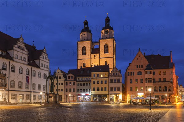 St.Marien town church with Luther monument on the market square