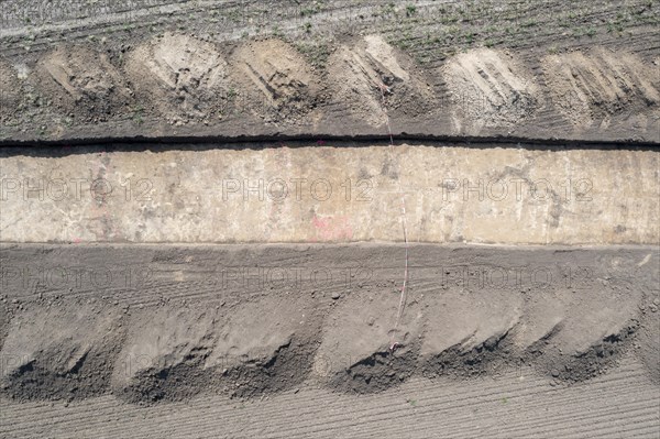 Archaeological investigation area on future construction site for two semiconductor plants of the US chip manufacturer Intel