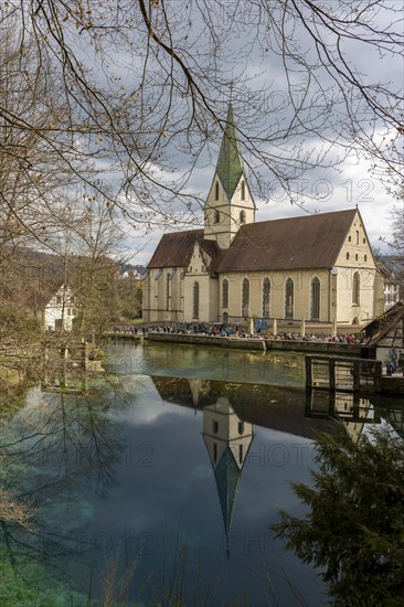 Monastery church reflected in the Blautopf