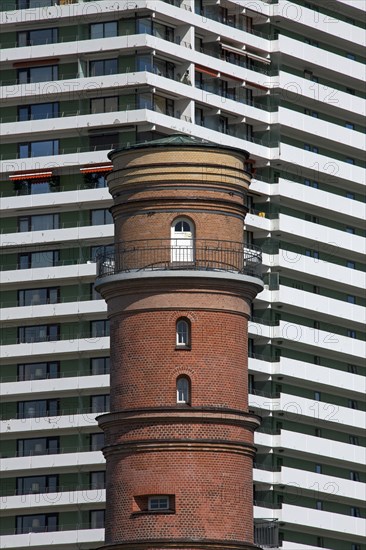 Maritim Hotel and the old lighthouse in the port of Travemuende