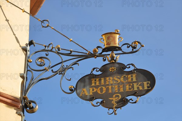 Nose sign with emblem historical Deer pharmacy