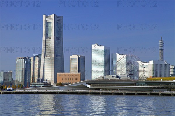 Yokohama Osanbashi Pier and view of Minato Mirai 21 Yokohama city Kanagawa Japan