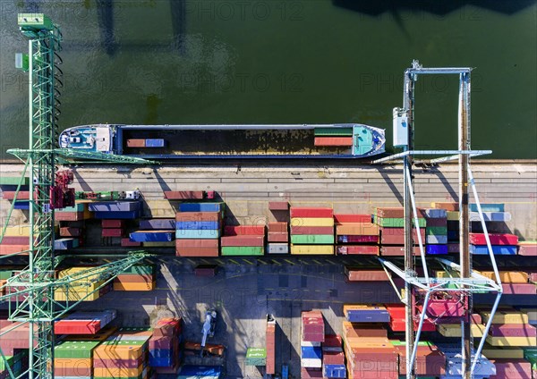 Neckar harbour with containers and rails