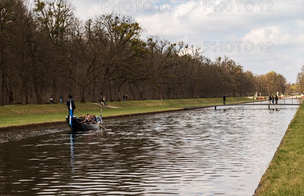 Venetian Gondola on the Schossgarten Canal in the Park of Nymphenburg Palace