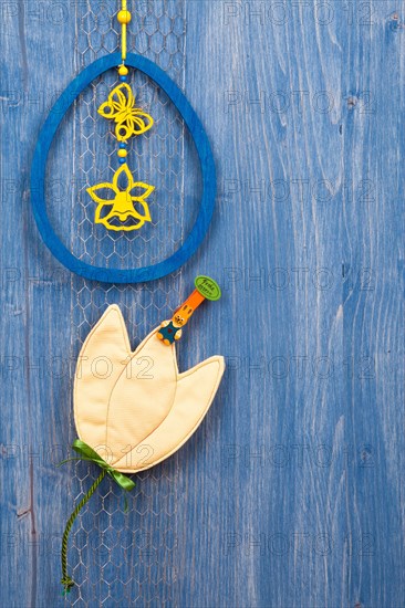 Easter decoration with blue background