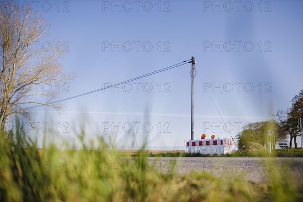 Construction site on a power pole in Brandenburg. Grossmutz