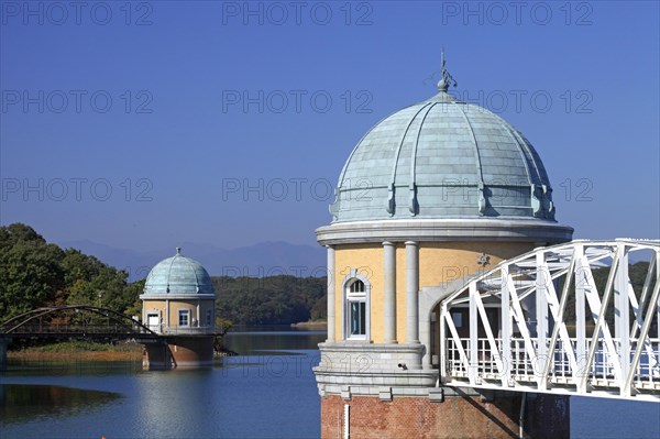 Lake Tama-ko Murayama reservoir Intake Tower Higashi-Yamato city Tokyo Japan Asia