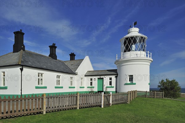 Anvil Point Lighthouse at Durlston Head on the Isle of Purbeck along the Jurassic Coast in Dorset