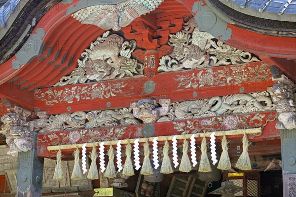 Kitaguchi Hongu Fuji Sengen Jinja Shrine splendid frontage decoration Fuji-Yoshida city Yamanashi Japan Asia
