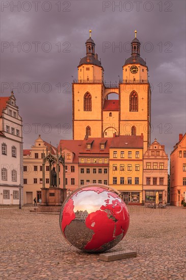 St.Marien town church with Luther monument on the market square