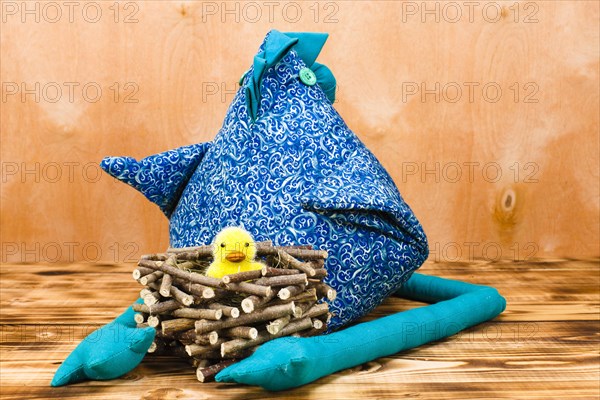 Fabric Chicken with Easter Nest