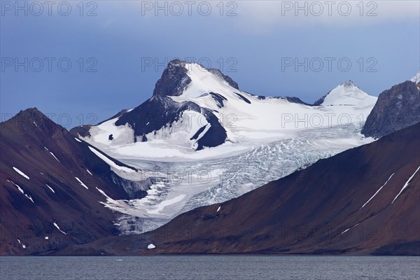 Mountain and glacier along the Hornsund fjord