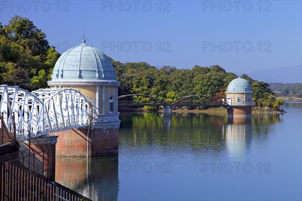 Lake Tama-ko Murayama reservoir Intake Tower Higashi-Yamato city Tokyo Japan Asia