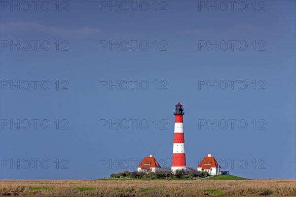 Lighthouse Westerheversand and salt marshes at Westerhever