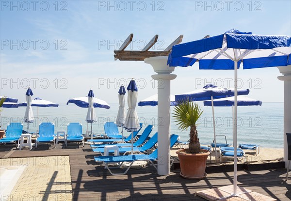 Beach beds and umbrellas on the beach