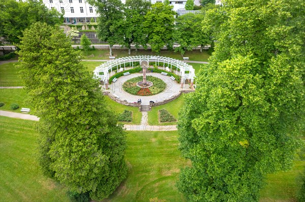 Aerial view of the rose garden in the spa gardens