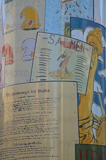 Inscription with text and history on German democracy with demand from the people