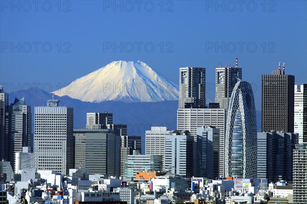 Mount Fuji and Shinjuku skyscrapers Tokyo Japan Asia