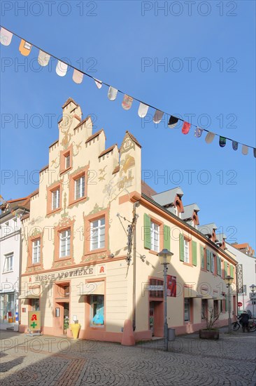 Historic Deer Pharmacy built in 1689 with mural