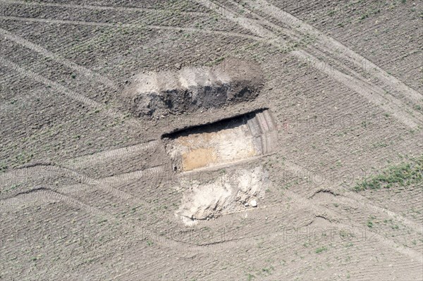 Archaeological investigation area on future construction site for two semiconductor plants of the US chip manufacturer Intel