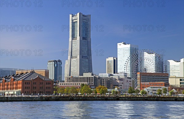 Yokohama Red Brick Warehouse and view of Minato Mirai 21 Yokohama city Kanagawa Japan