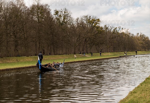 Venetian Gondola on the Schossgarten Canal in the Park of Nymphenburg Palace