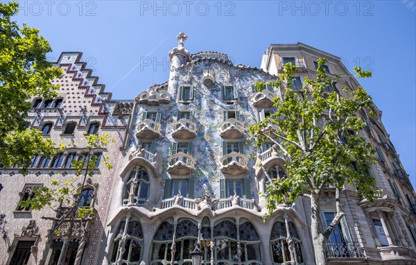 Artistic facade of Casa Batllo by Antoni Gaudi