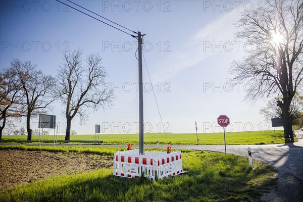 Construction site on a power pole in Brandenburg. Grossmutz