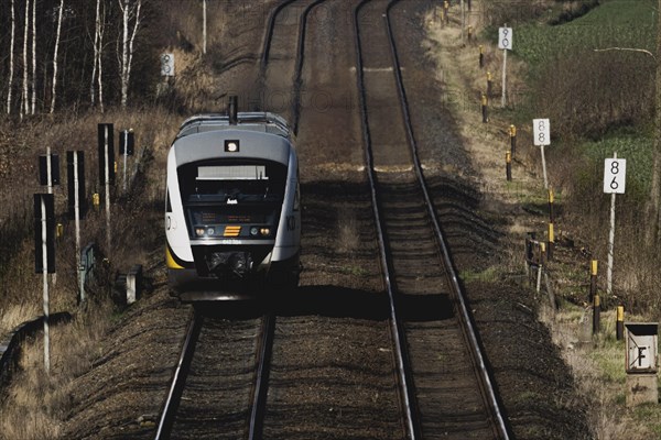 A train of the Laenderbahn Trilex in the border triangle of Germany