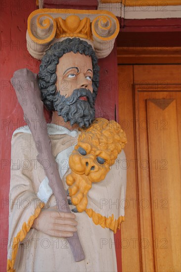 Old town hall built 1639 with wood carving and painting