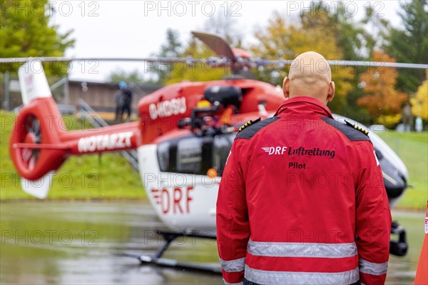Rescue helicopter with pilot