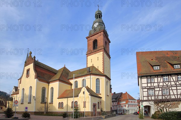Gothic St. Arbogast Church with rectory in Haslach